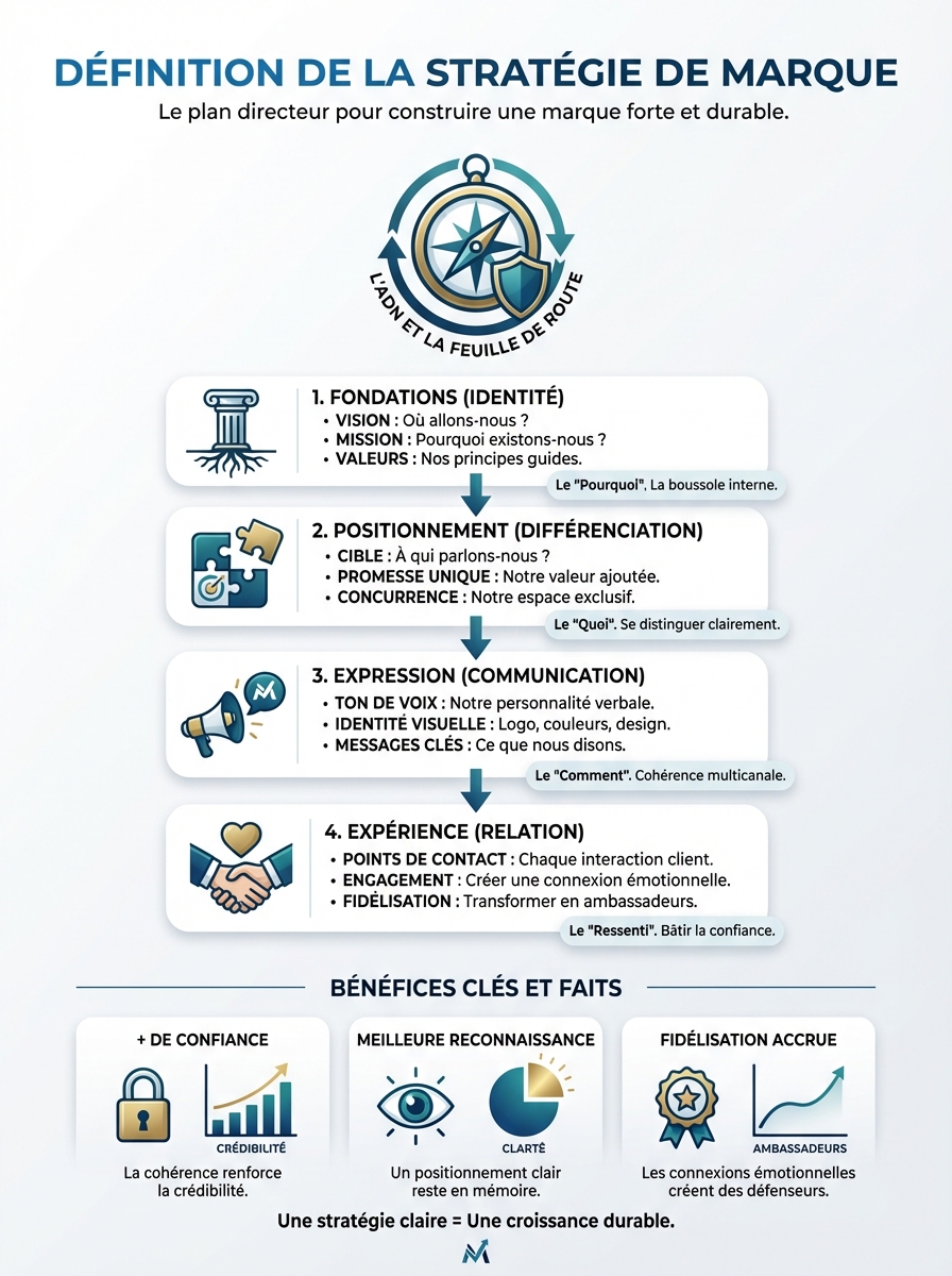 Infographie stratégie de marque définition